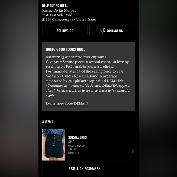 Sezane Sorena Skirt Navy Blue - Size M EUC - Picture 5 of 9